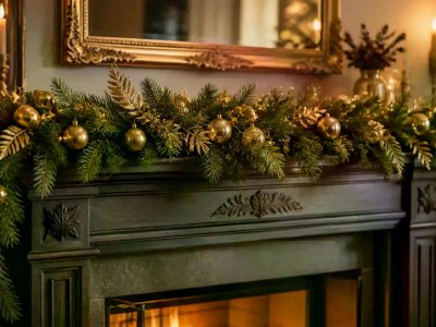Stop Hiding Gold Accents on Wide Mantel Garlands